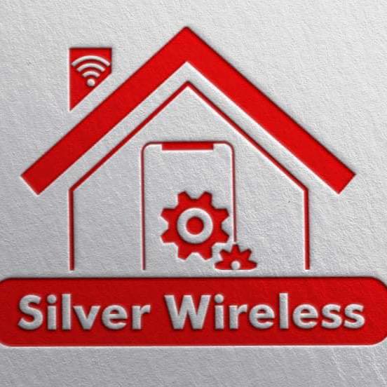 Silver wireless as known as fix my phone red and white brand logo