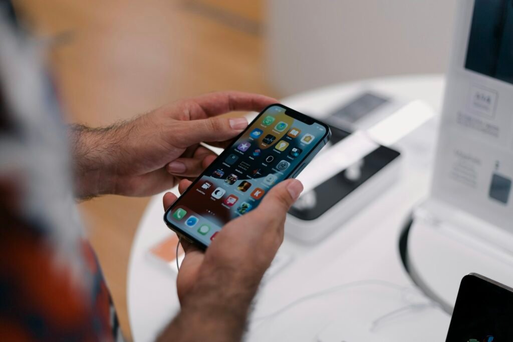 Phone being checked at a desk